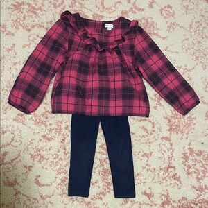 Splendid Pink Plaid Top and Navy Leggings Set